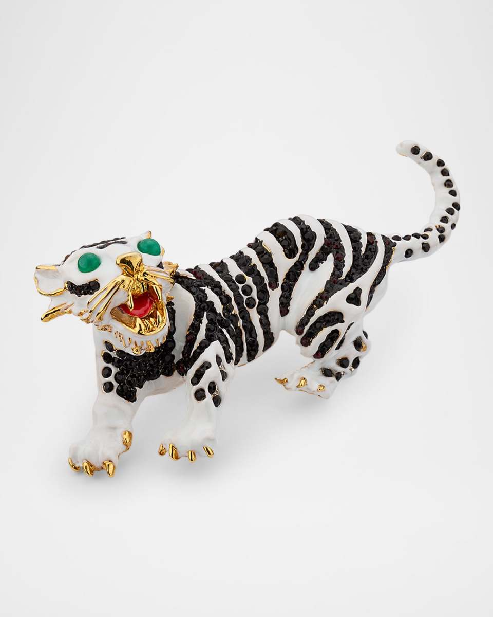 Chrysoprase Eyes Crystal Striped Tiger Brooch